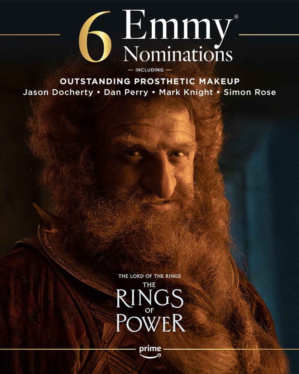 #TheRingsOfPower has been nominated for 6 Emmy Nominations including Outstanding Prosthetic Makeup!