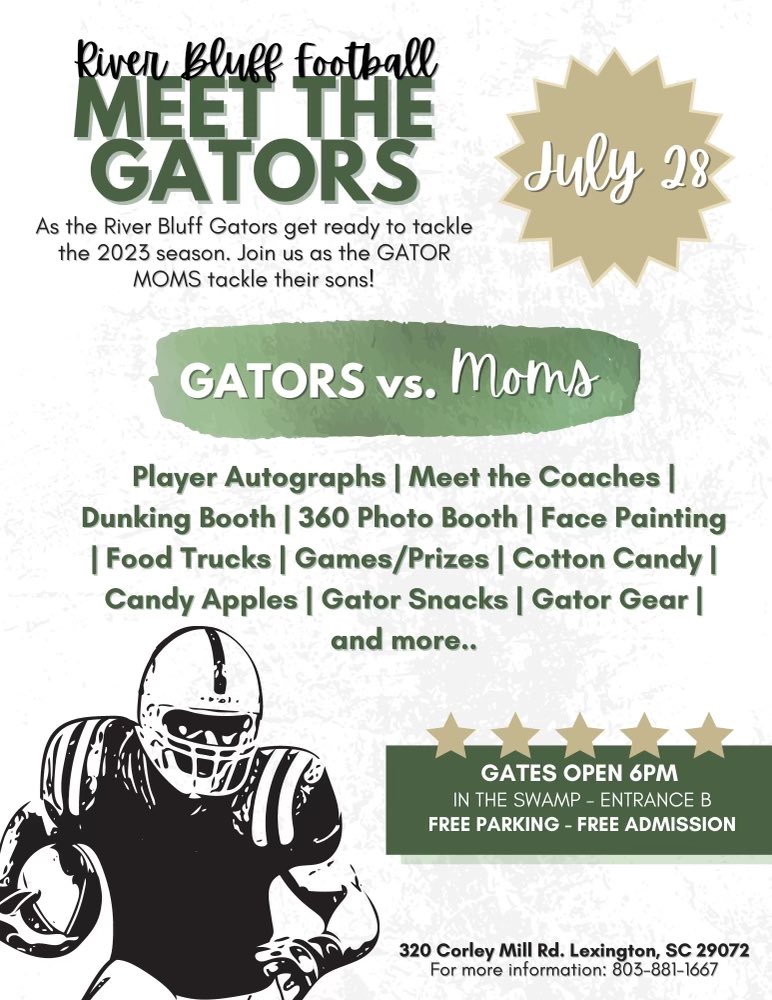 rbyouthsports's tweet image. Come out and meet your @RBGatorFootball Gator Coaches and Players in person, get autographs, eat some great food, games/prizes, DUNKING BOOTH, and get you some GATOR GEAR! Your RB Gators want to MEET YOU and welcome you into the 2023 Gator Football Family! Don’t miss this chance!