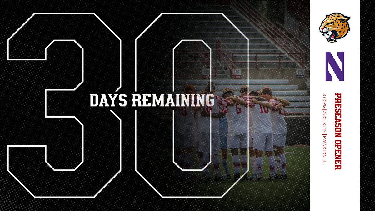 ONE MORE MONTH!

We kick off our preseason slate against Big Ten foes <a href="/NUMensSoccer/">Northwestern Men's Soccer</a> 

#jagsroar #upthejags