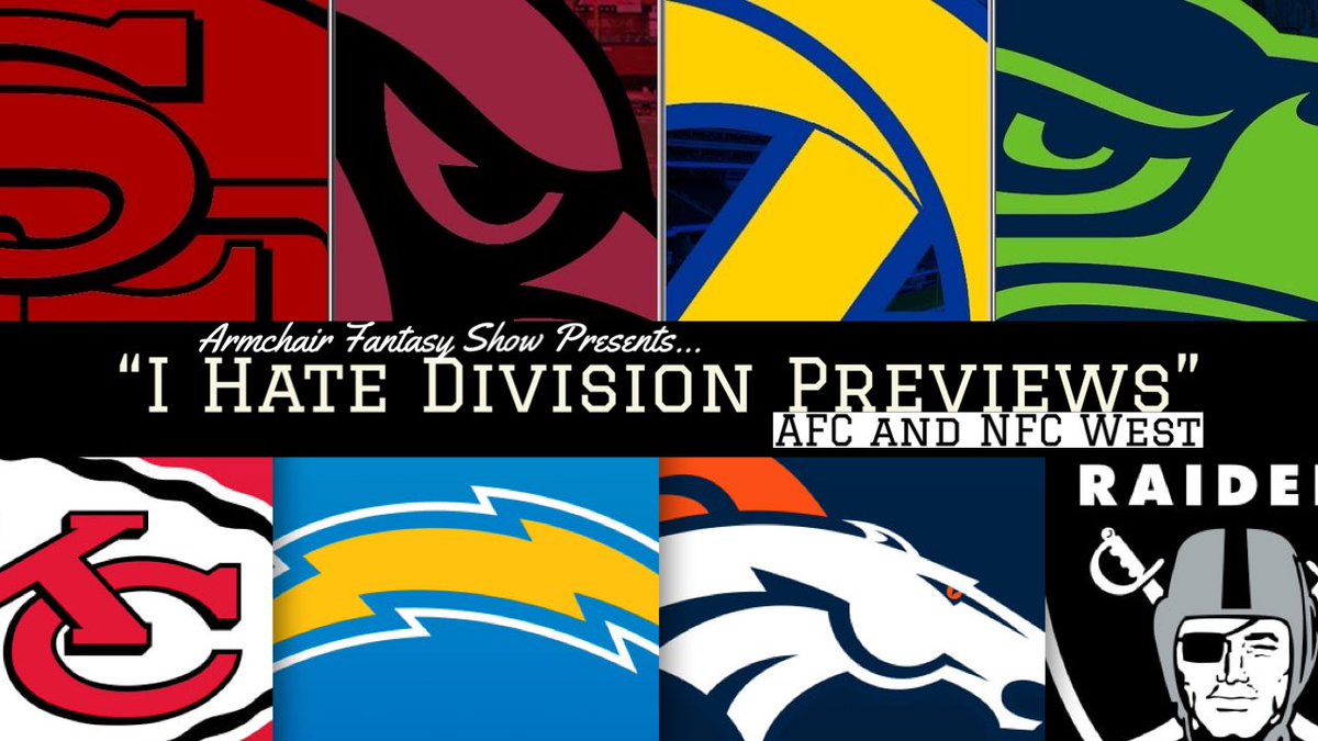 GeoffLambert77's tweet photo. Tonight on the Armchair Fantasy Show, “I hate division previews” NFC/AFC West edition w/ special guests @MattDonnellyFF and @nrahul11 

Join us 👉🏻 https://t.co/VogfUXEWx6 

#FantasyFootball https://t.co/nnA2ZUx0Q0