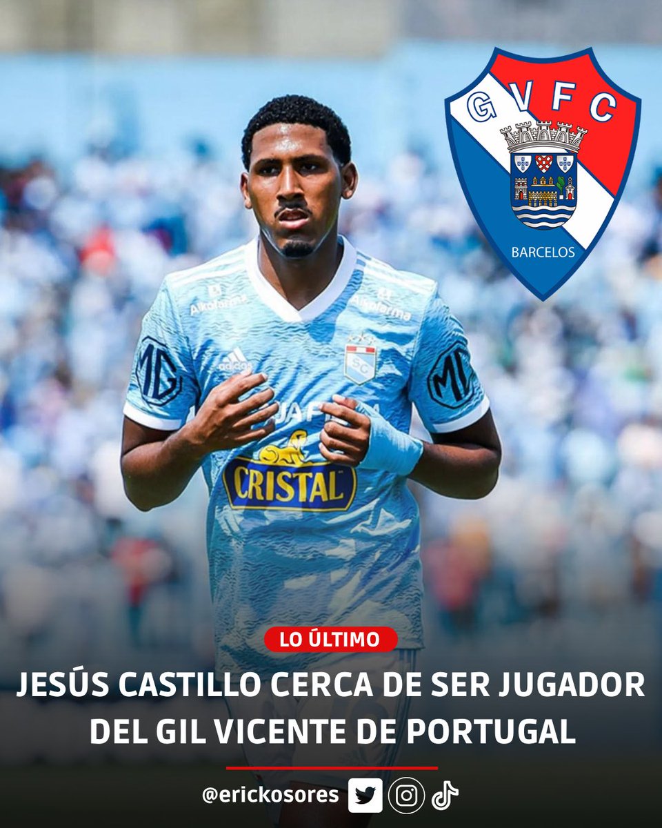 ErickOsores's tweet photo. El volante de Sporting Cristal, Jesús Castillo tiene negociaciones avanzadas con el Gil Vicente de Portugal. 

➡️El contrato sería de 3 años con opción de compra a una temporada más. 

🗞️: @kevin23pacheco https://t.co/1unLV3vN07