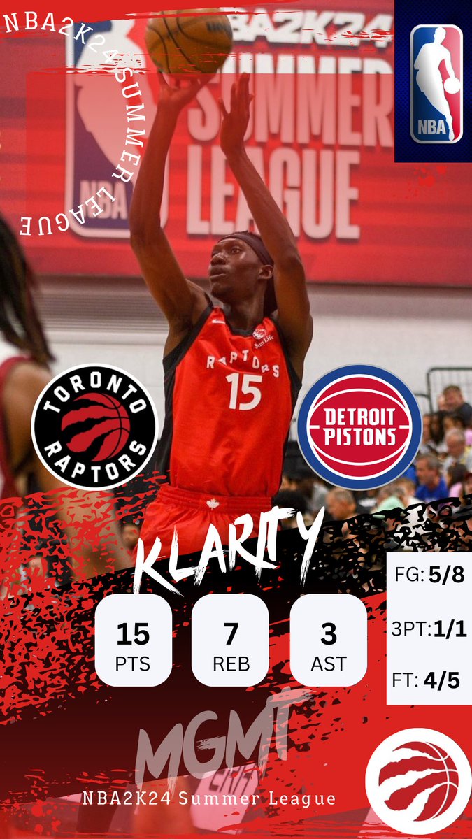 LKlarity's tweet photo. @Intrmo Summer League action
Mo Gueye: 15PTS/7REB/3AST

#NBA2KSummerLeague | @Raptors | #KlarityMGMT https://t.co/5a2oGsTga5