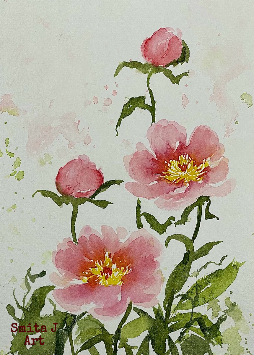 Soft petals unfurl,
Blushing hues dance in the breeze,
Peonies enchant 🌸

#watercolorflorals #watercolorfloral #watercolor #loosefloralartist #loosebrushstrokes #loosefloraldesign #loosefloralart #watercolorfloral #floralart #floral #summer #july
#peonies