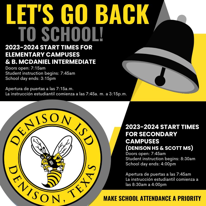 It’s about time! Check out our new start/end times for the 2023-24 school year! We can’t wait to welcome our students back for another successful school year!