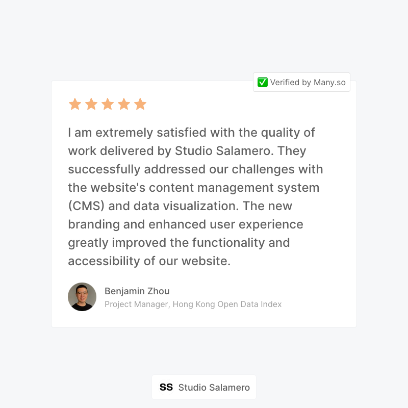 Here's a snippet from one of the reviews of Jose's team, Studio Salamero. Check them out: many.so/@studio-salame…