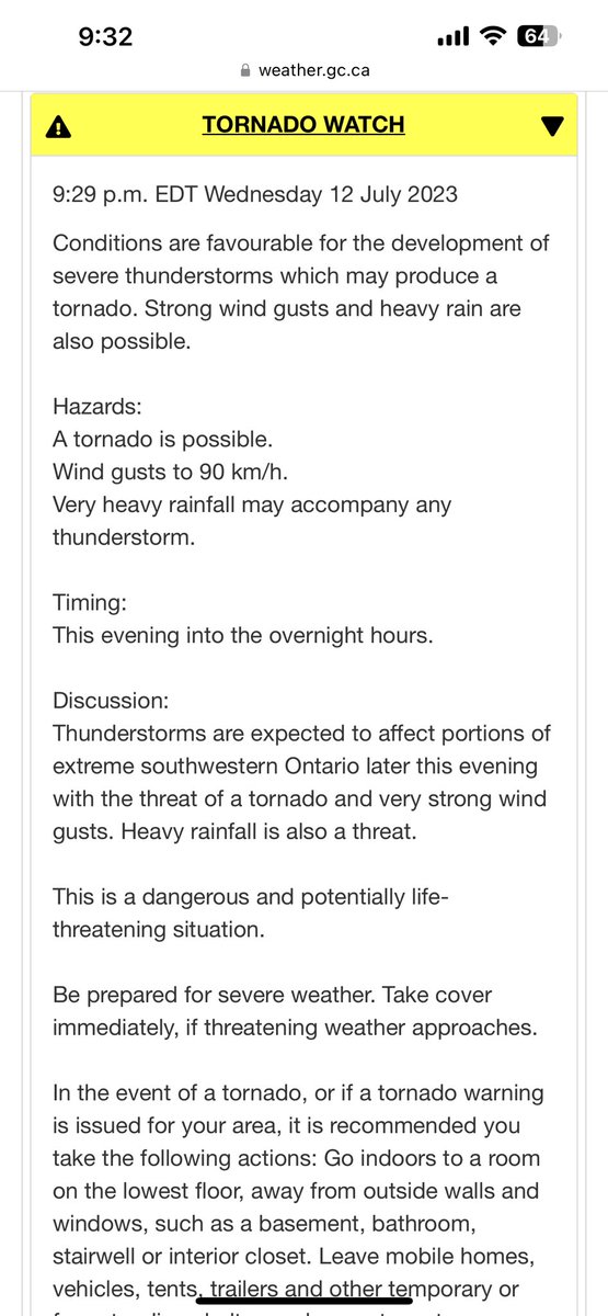 .@environmentca has issued a Tornado watch for #WindsorEssex #ChathamKent #yqg #yqgwx