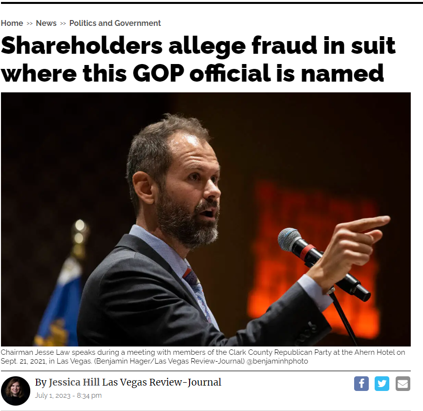 LetsBounceBack_'s tweet photo. How can we can further expose Jesse Law's corruption as the Clark County Republican Chairman through local news coverage in Nevada? @imjdsharp @realMattAnthony @BrutalBrittany2 @TheJohnnyBru @jill4clarkcnty @ScottThuman @CristenDrummond @brettforrest89 @SteveNews3LV $BBIG #BBIG https://t.co/e0oJK4oigu