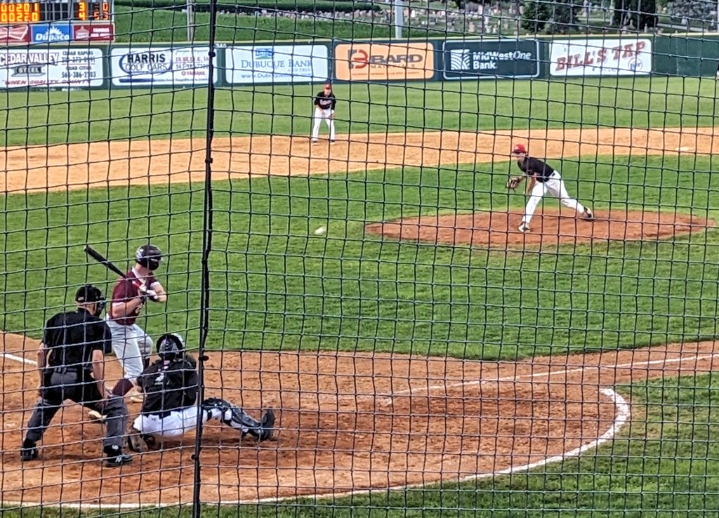 David_M_Ryan's tweet photo. Class 3A #1 Western Dubuque dodged major bullet tonight in Farley w/a 4-3 victory over Mount Vernon. Isaac Then w/win &amp; complete gm 3 hitter for WD who also had 3 errors. MV gritty the whole way &amp; used 4 pitchers. Ethan Wood had 2 singles &amp; Maddox Rollinger also singled. 🍿 A- https://t.co/CG4jStj50i