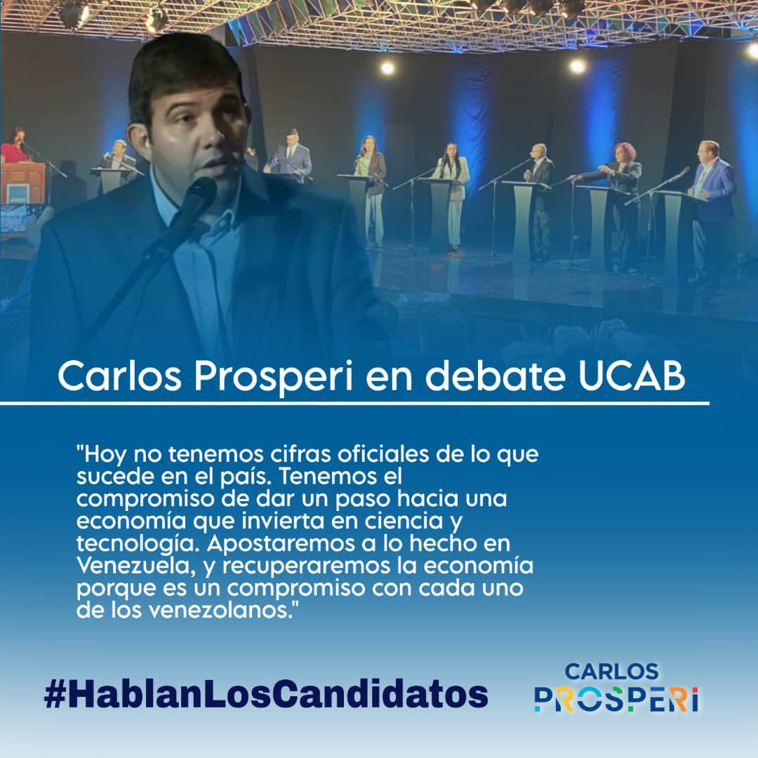 HILDEMARDELGAD1's tweet photo. Carlos Prosperi:

"Hoy no tenemos cifras oficiales de lo que sucede en el país. Tenemos el compromiso de dar un paso hacia una economía que invierta en ciencia y tecnología. Apostaremos a lo hecho en Venezuela, y recuperaremos la economía."

#HablanLosCandidatos @prospericarlos https://t.co/CE7uSy0sxM