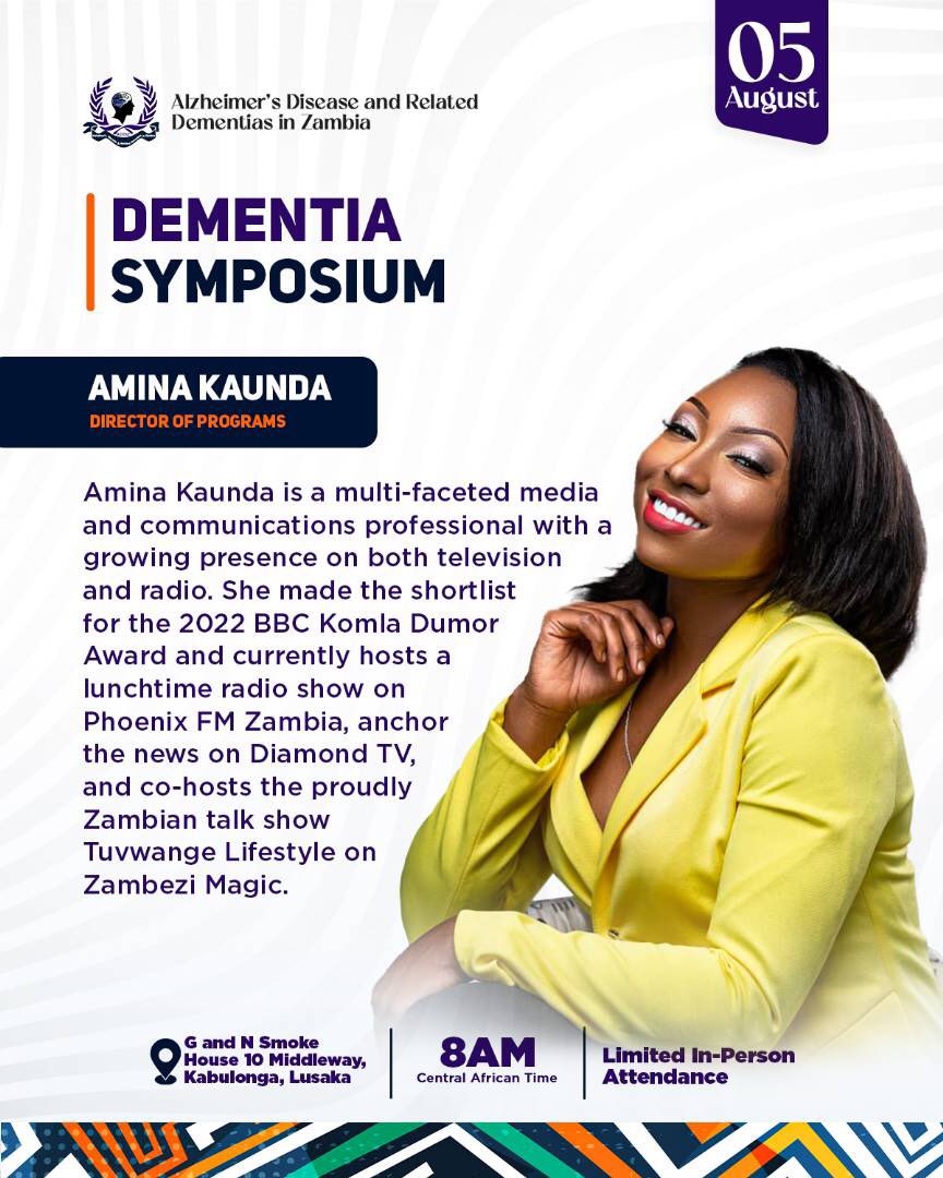 ADDIZambia's tweet photo. Meet the Director of Programs of our upcoming ADDIZ Dementia Symposium and official launch, the amazing @KaundaAmina.

📌In order to attend, register here: https://t.co/HdSCJTPBKx https://t.co/XKBflFgO8K