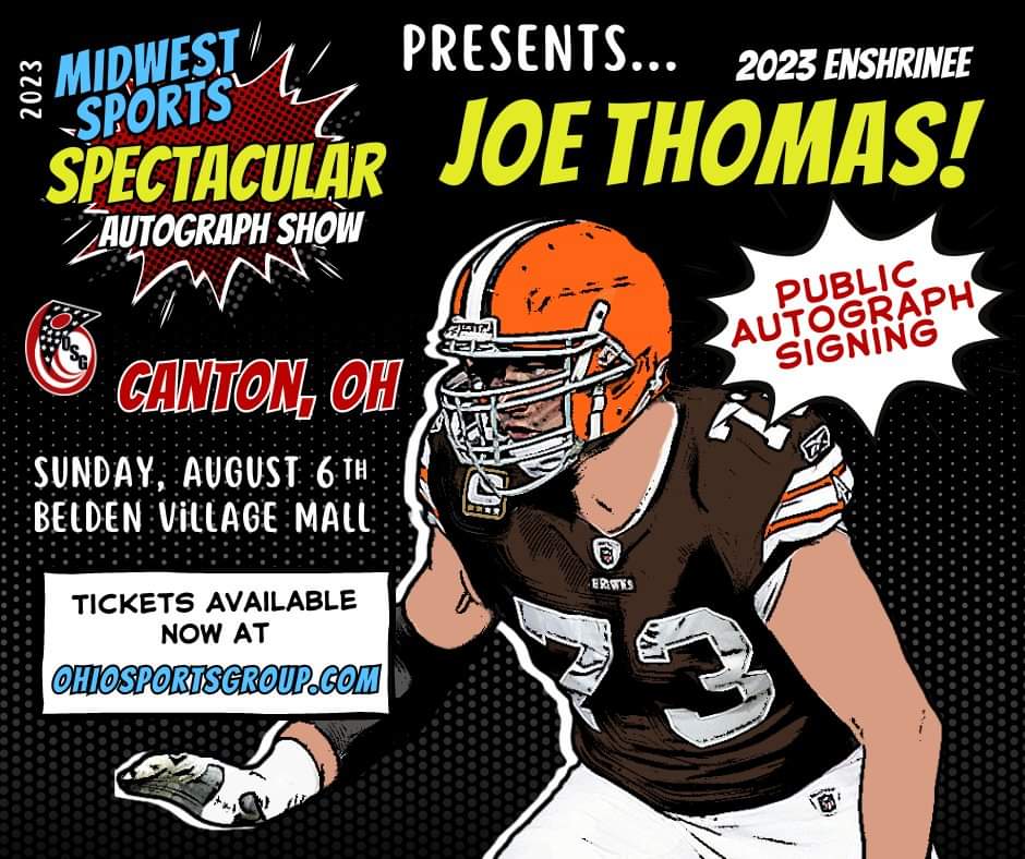 In case you haven't heard, <a href="/joethomas73/">Joe Thomas</a> is signing at the Midwest Sports Spectacular on Sunday, August 6th at the <a href="/Belden_Village/">Belden_Village</a> Mall in Canton! 👀

More info in the link below.. Get your tickets now! ⬇️

🔗: ohiosportsgroup.com/joe-thomas-aut…
