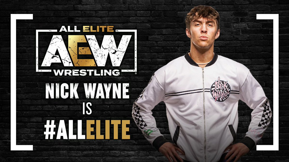 TonyKhan's tweet photo. Congratulations! What a great debut tonight on Wednesday Night #AEWDynamite, and now it's official: @thenickwayne is All Elite! https://t.co/3NJPBtqCPR