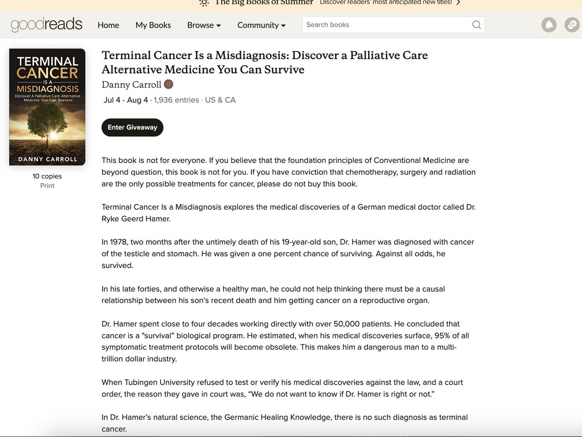 amberremanuel's tweet photo. @MaintenancePod you need to go to goodreads’ giveaways and read the entire UNHINGED summary of this health book. The pure misinformation chaos could not be fully captured in a screenshot. I would drop everything to hear you to lose it on this nonsense in an episode https://t.co/jMyPs2r3PD