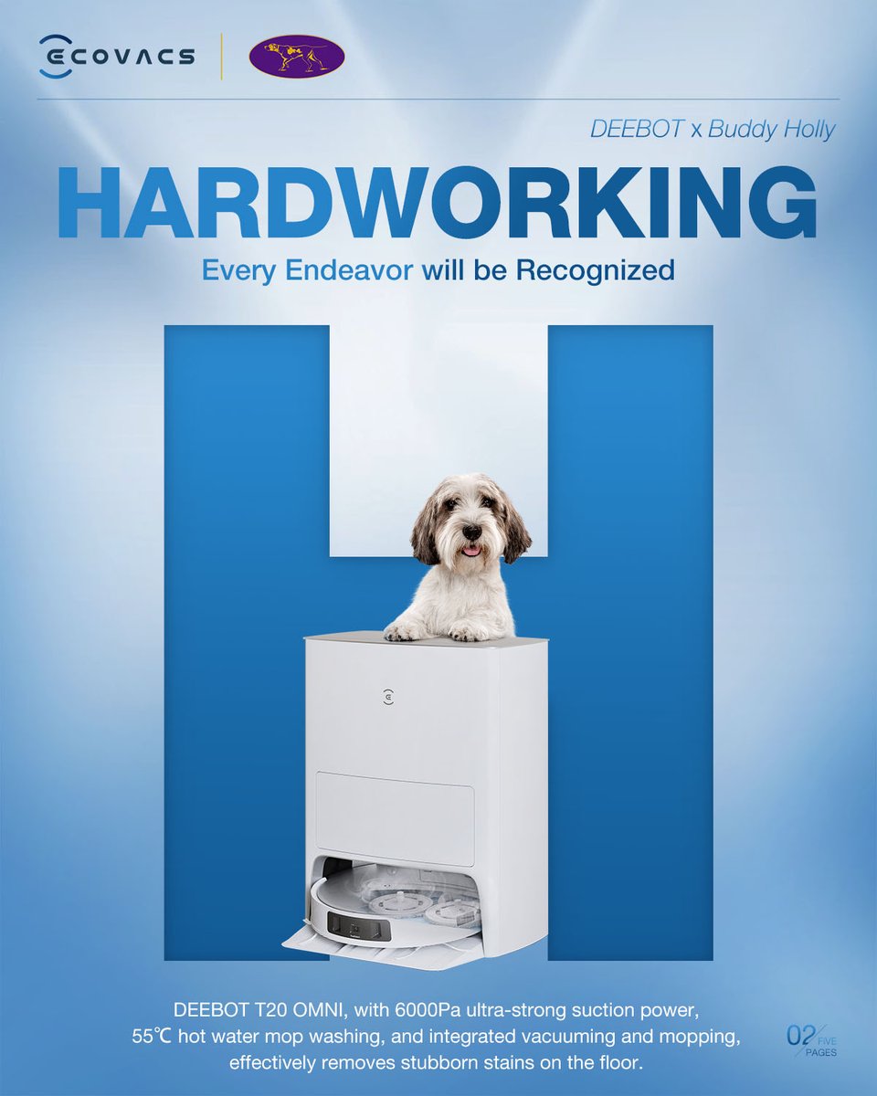 Hard work pays off, the path to champions! DEEBOT and Buddy Holly, the 2023 WKC BIS winner, embody the unwavering spirit of hard work. 💪 #PawsomeDEEBOT #DEEBOTsChampionBuddy #DEEBOTxBuddyHolly #ChampionDEEBOT