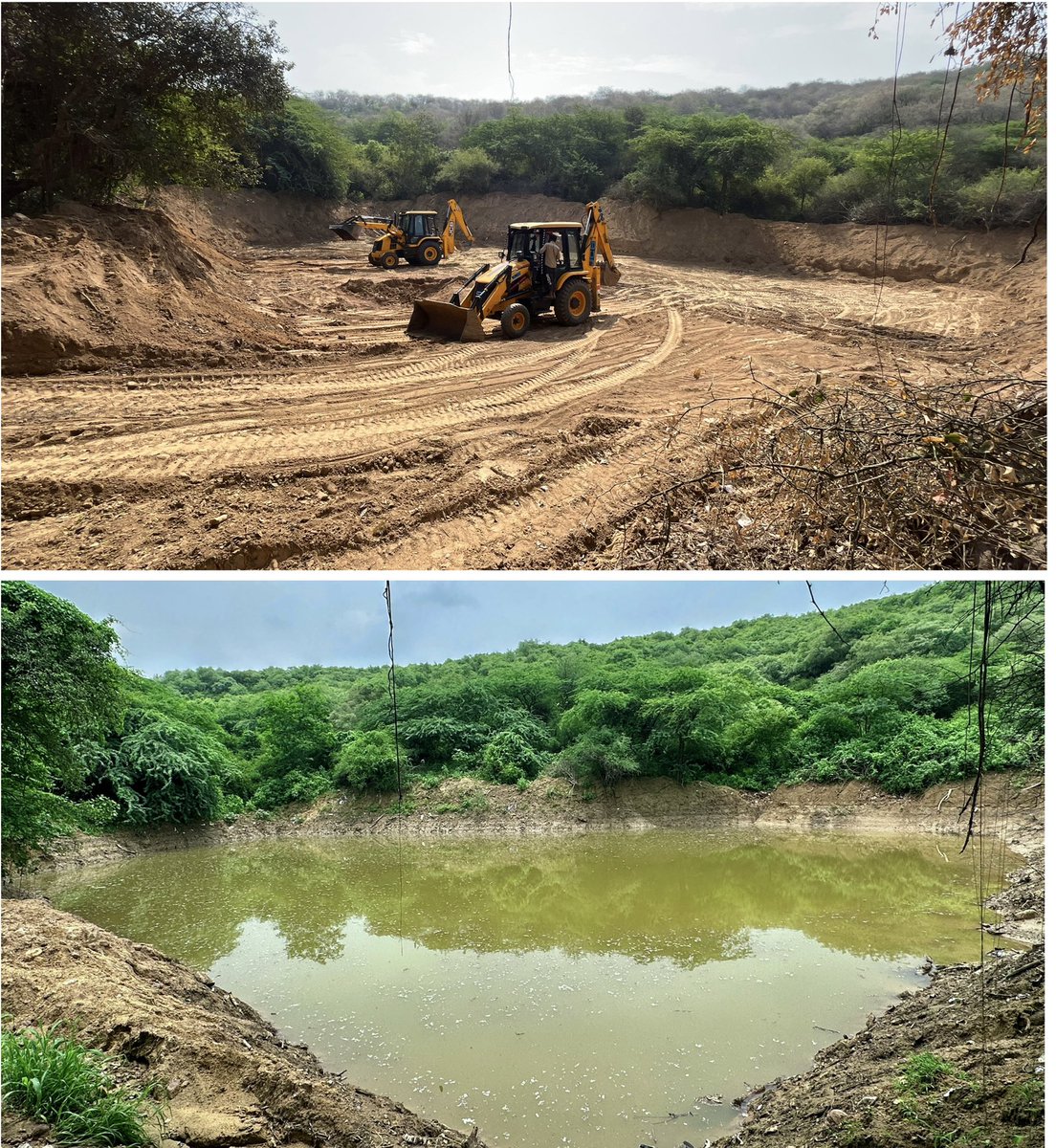 गुरुग्राम से सटे हुए अरावली क्षेत्र में जानवरों के लिए किया गया तालाब अब वर्षा जल से लबालब हो चुका है। विशेष धन्यवाद: BSF 95 बटालियन।
#Pondman #CatchTheRain