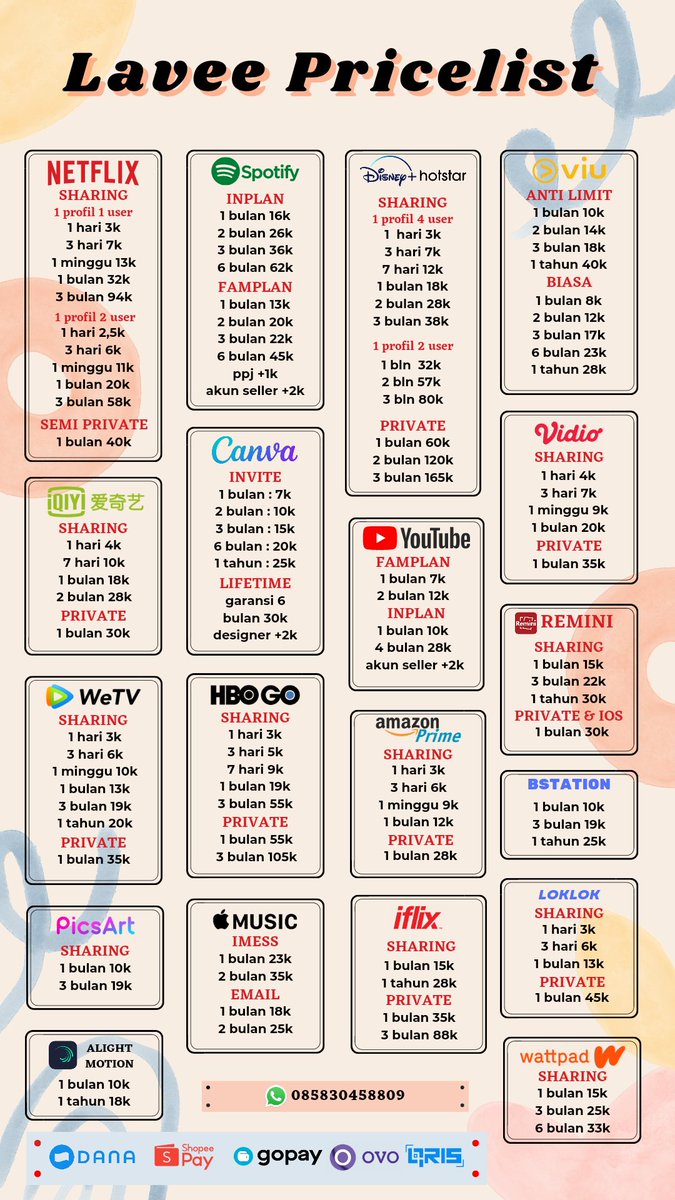 wts wtb jual apk premium netflix spotify disney viu prime vidio canva youtube iqiyi remini bstation hbo go wetv piscart wattpad iflix appmus loklok alight motion bergaransi trusted fast respond sung wa aja yaa! 💌

💰all e-wallet (qris) 
📞 wa.me/+6285830458809
#zonauang