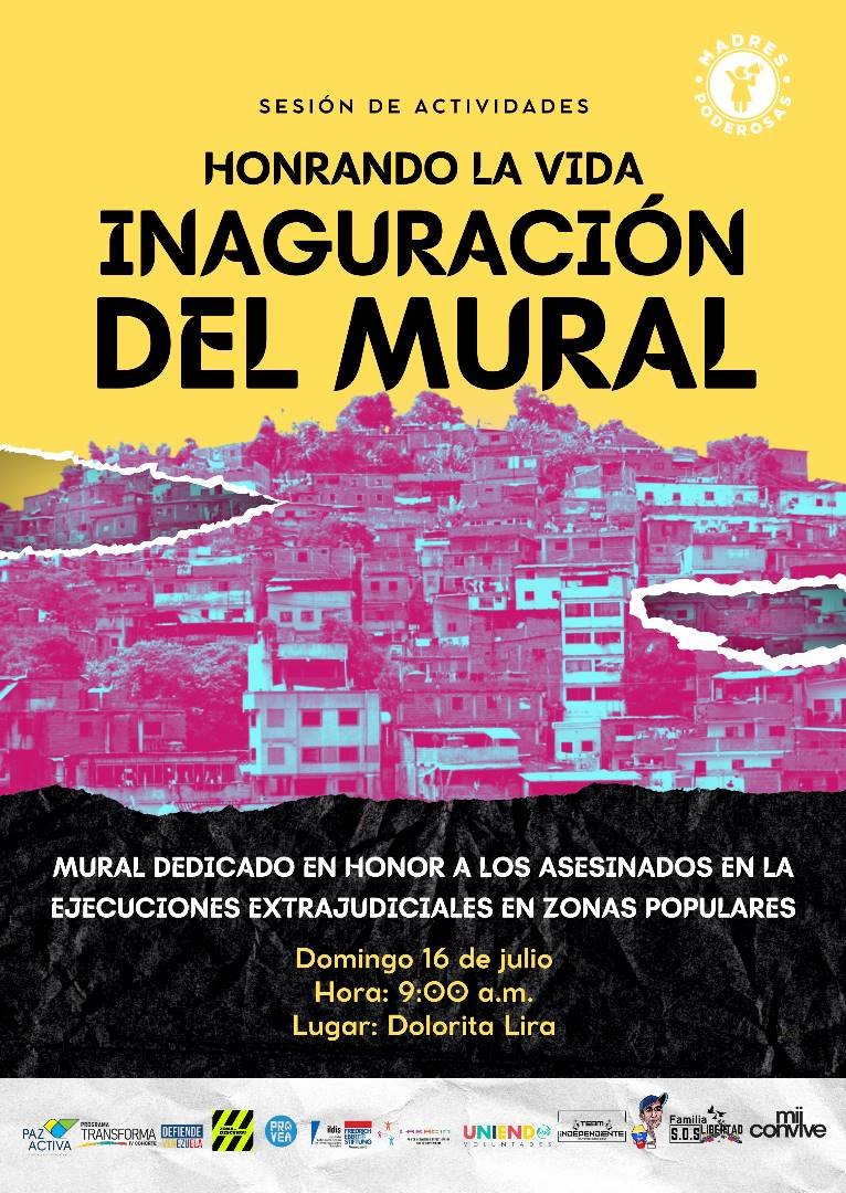 MadresPoderosas's tweet photo. Acompáñanos a la inauguración de nuestro #Mural, es este domingo 16 en Dolorita Lira
#MadresPoderosas #NosotrasTambiénQueremosJusticia #NoMásEjecuciones https://t.co/S9UH4Hear8