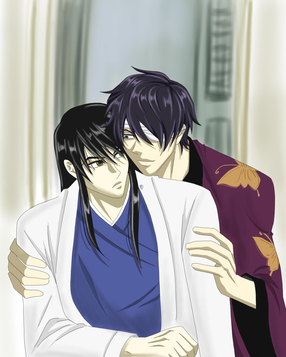 ZerocoolD4's tweet photo. I ship these two, not much stuff out there for them, so yea gonna drop this here. i may have messed up on takasugi's face lol. ill do better on the next one. #takasugi x #katsura https://t.co/JWOrdKAoY9