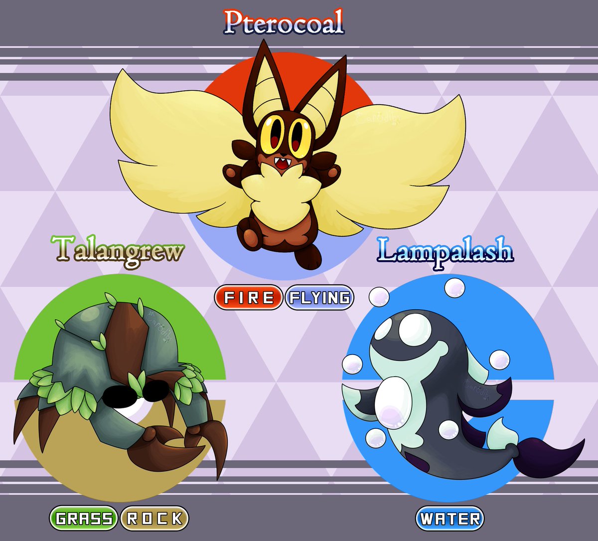 Carodibs's tweet photo. Fakemon for my fan region (And also my failed attempt to render in the Pokemon artstyle
#pokemon #fakemon https://t.co/2L999Gdjr4