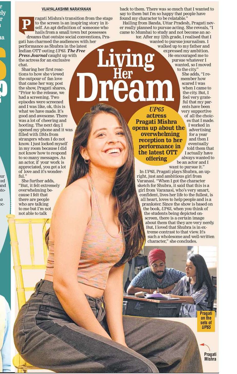 fpjindia's tweet photo. #UP65 Actress @Pragati718 Reveals: I Came To #Mumbai To Study And Not Become An Actor
By @PensiveVJTweets
https://t.co/M9ot2pqLMt https://t.co/fbXCUEbAGk