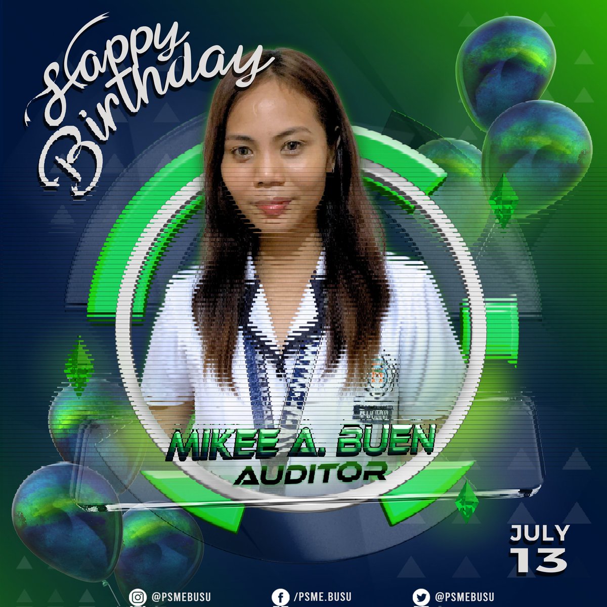 PSMEBUSU's tweet photo. Happy 22nd birthday, Mikee Buen! May this day be the spotlight of your life, shining brightly with joy, laughter, and wonderful memories. Enjoy every moment and let the celebration begin! 🥳🎂 https://t.co/cgrxXEgIig