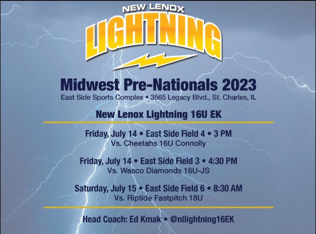 This weekend we’re hosting the Lightning Invitational in St. Charles, IL! Here’s my schedule! Come check us out!