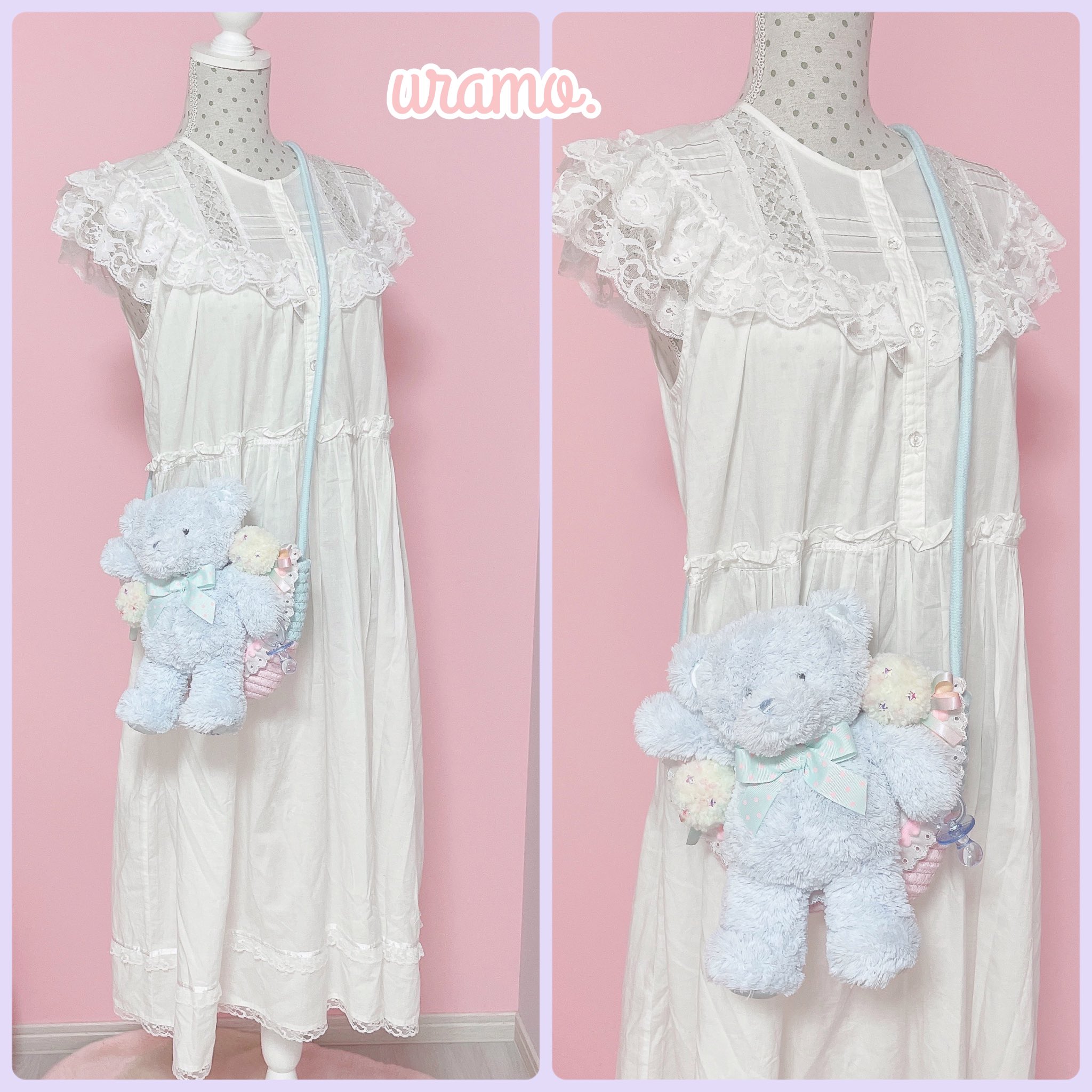 uramo♡ uramo♡リメイク✩⃛Babyくまちゃんのファンシーふりふりバッグ uramo♡ uramo♡リメイク✩⃛Babyくまちゃんのファンシーふりふ