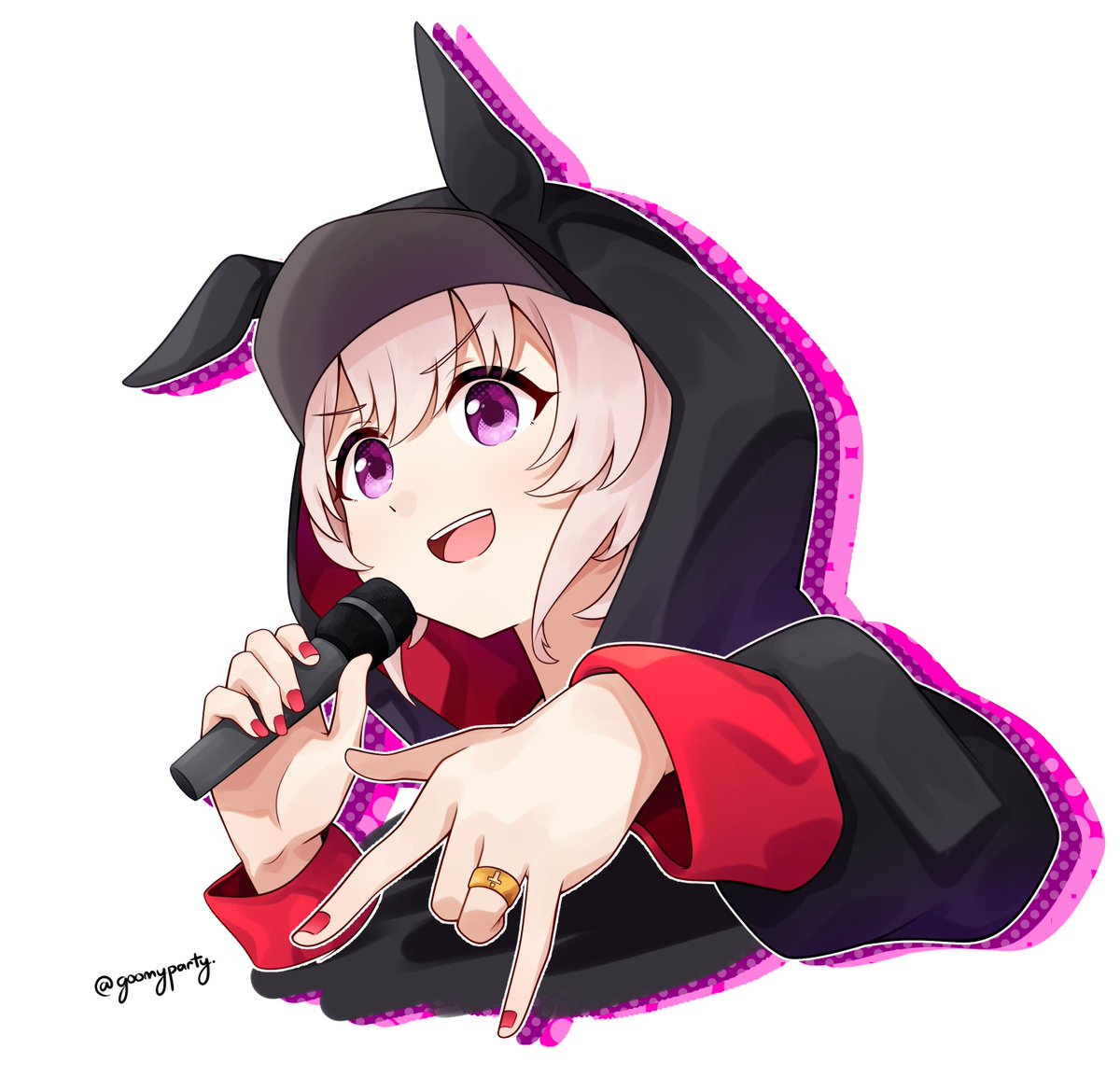 curren chan (umamusume) 1girl solo hood purple eyes microphone holding animal ears  illustration images