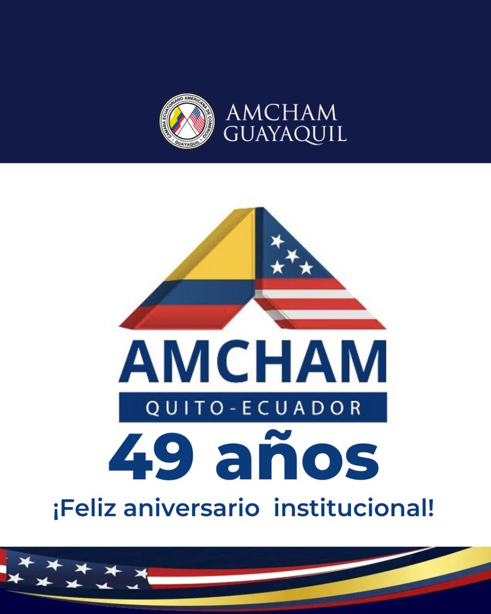 AMCHAM Guayaquil (@amchamgye) on Twitter photo ¡Felicitaciones a <a href="/amchamec/">AMCHAM Quito Ecuador</a> por su 49º aniversario al servicio del sector empresarial!
🤝 ¡Que continúen fortaleciendo las relaciones comerciales y promoviendo el crecimiento económico! #AmchamEcuador ¡Felicitaciones a <a href="/amchamec/">AMCHAM Quito Ecuador</a> por su 49º aniversario al servicio del sector empresarial!
🤝 ¡Que continúen fortaleciendo las relaciones comerciales y promoviendo el crecimiento económico! #AmchamEcuador