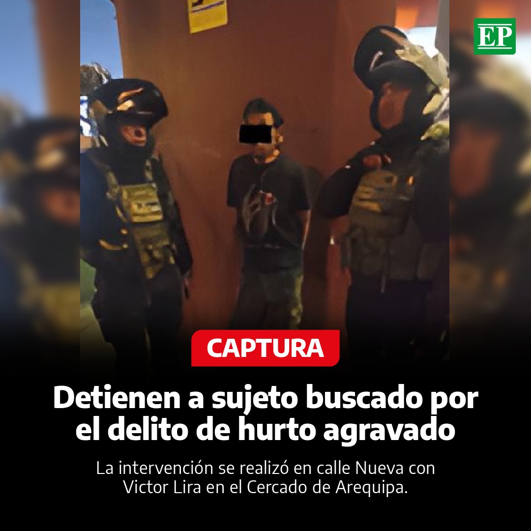 Diario_EP's tweet photo. #Arequipa | José Torres (45), fue #detenido en  calle Nueva con Víctor Lira por #agentes de los #Halcones en un operativo policial. El sujeto dio resultado positivo para #requisitoria por el #delito de #Hurto Agravado. https://t.co/iZfXAjDxkH