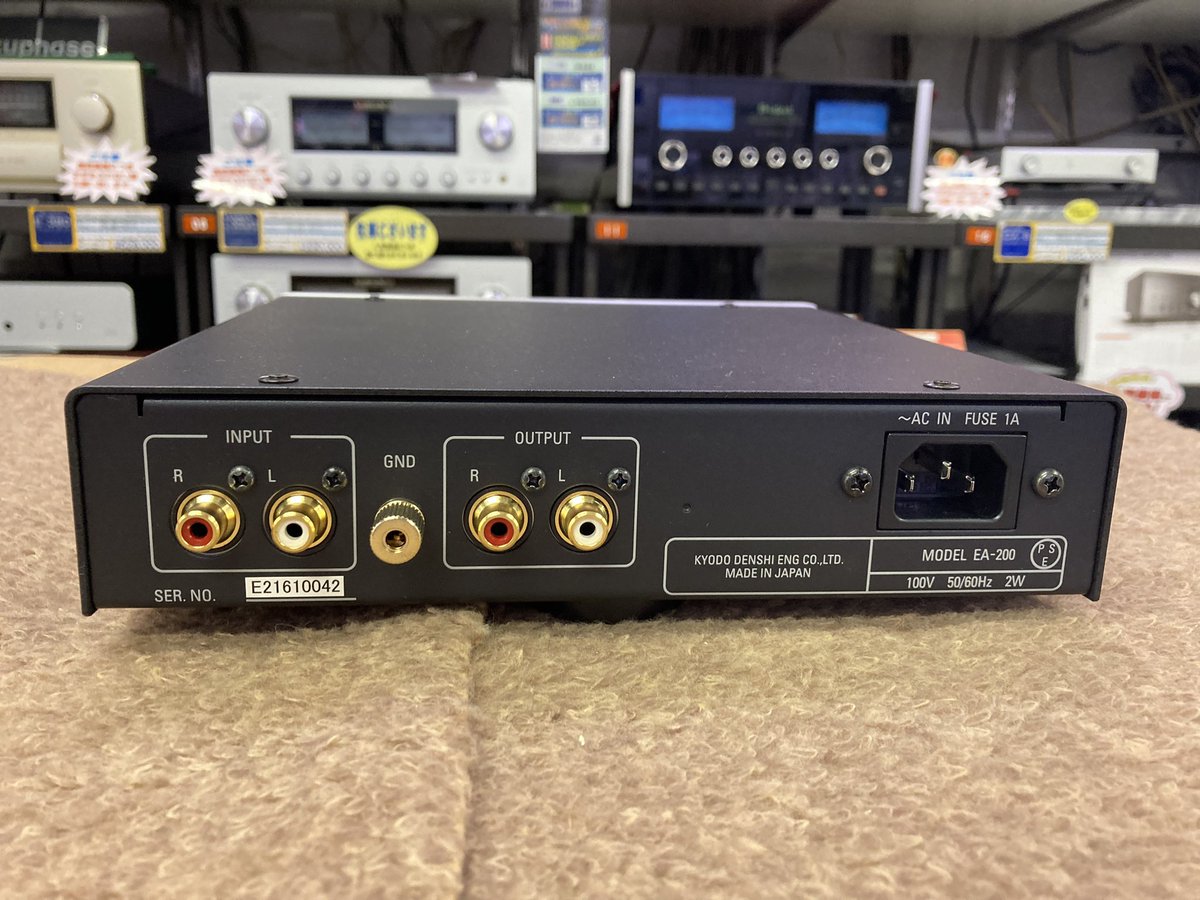 nomuramusen's tweet image. 展示処分品情報❗️Phasemationのフォノイコライザーアンプ「EA-200」です。MM/MC対応なので、アンプ内蔵のフォノイコライザーからアップグレードしたい方におススメです😆　箱・保証書・付属品あり。
#ノムラ無線 #phasemation #フェーズメーション #フォノイコライザー #レコード #展示処分品 #大須