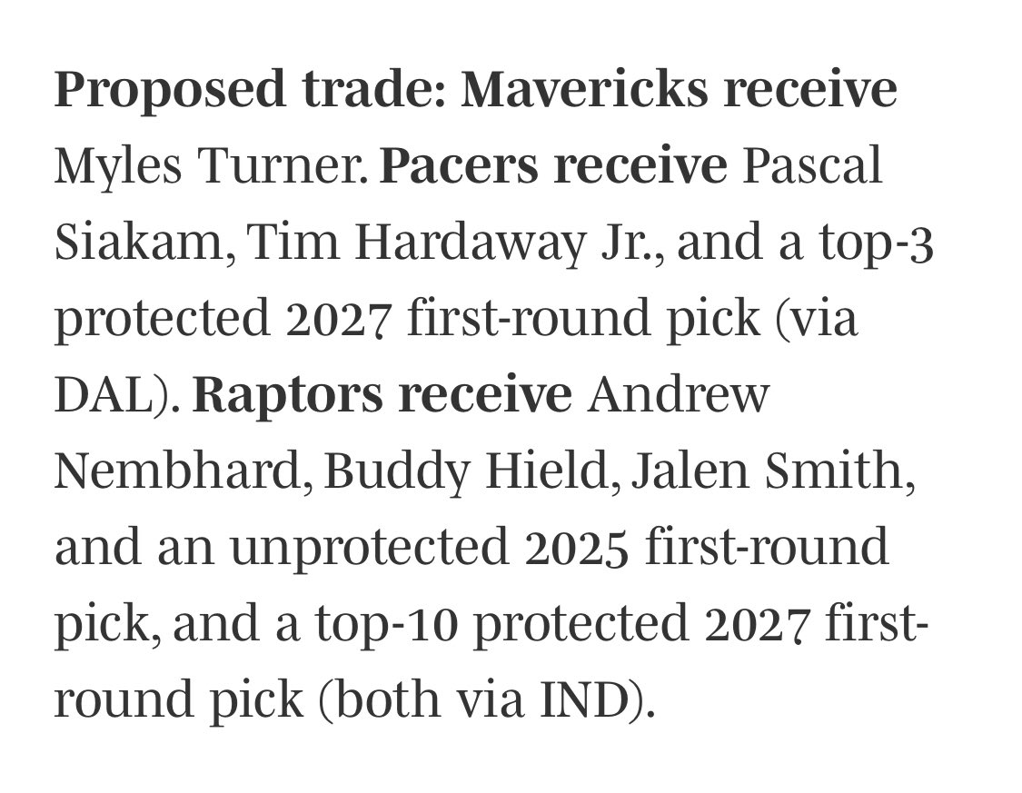 This was from a mavs beat writer. What are your thoughts? #pacers I feel like the pacers give up way too much in the trades for Pascal. <a href="/ScottAgness/">Scott Agness</a>