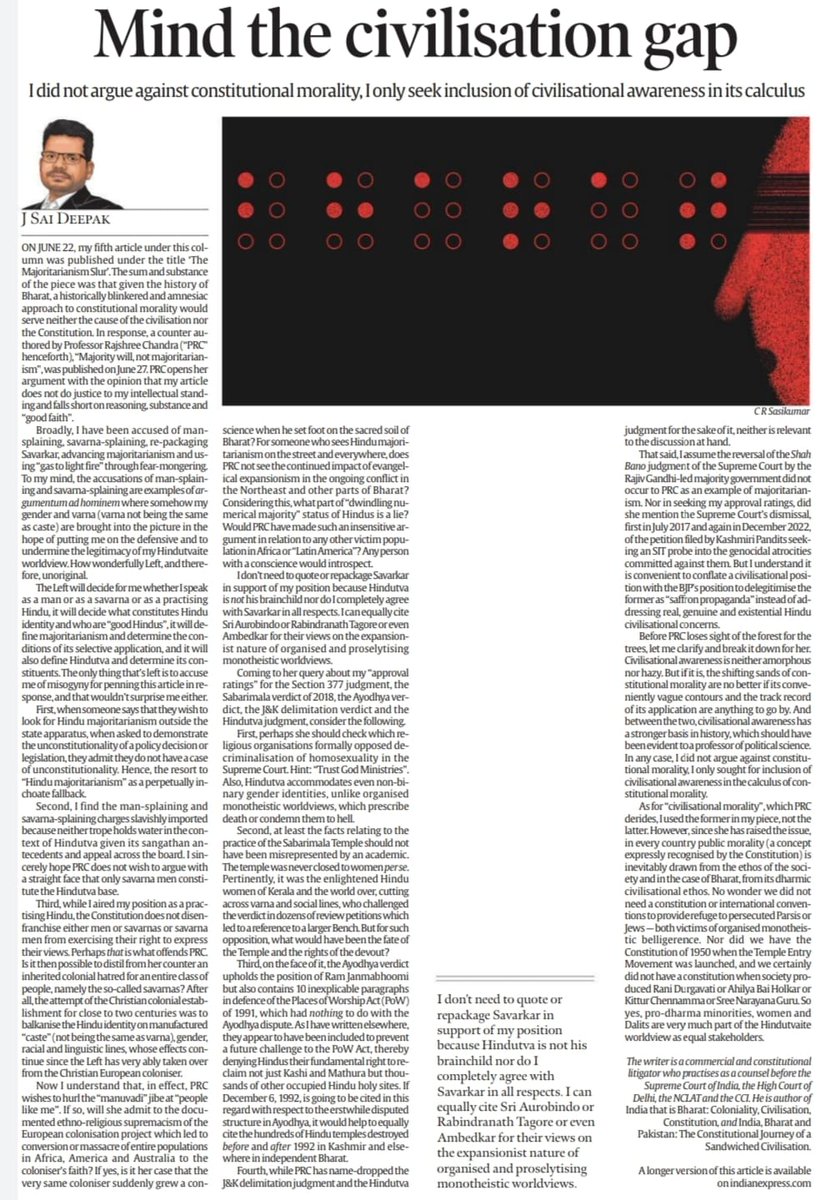 jsaideepak's tweet photo. @IndianExpress Here's the abridged print version of my reply to Prof. Rajshree Chandra. https://t.co/gCIfrXlnd1
