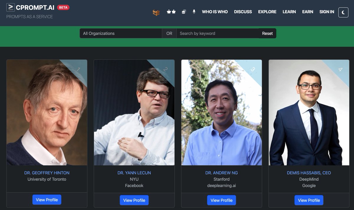 Follow the fellows of AI
cprompt.ai/experts