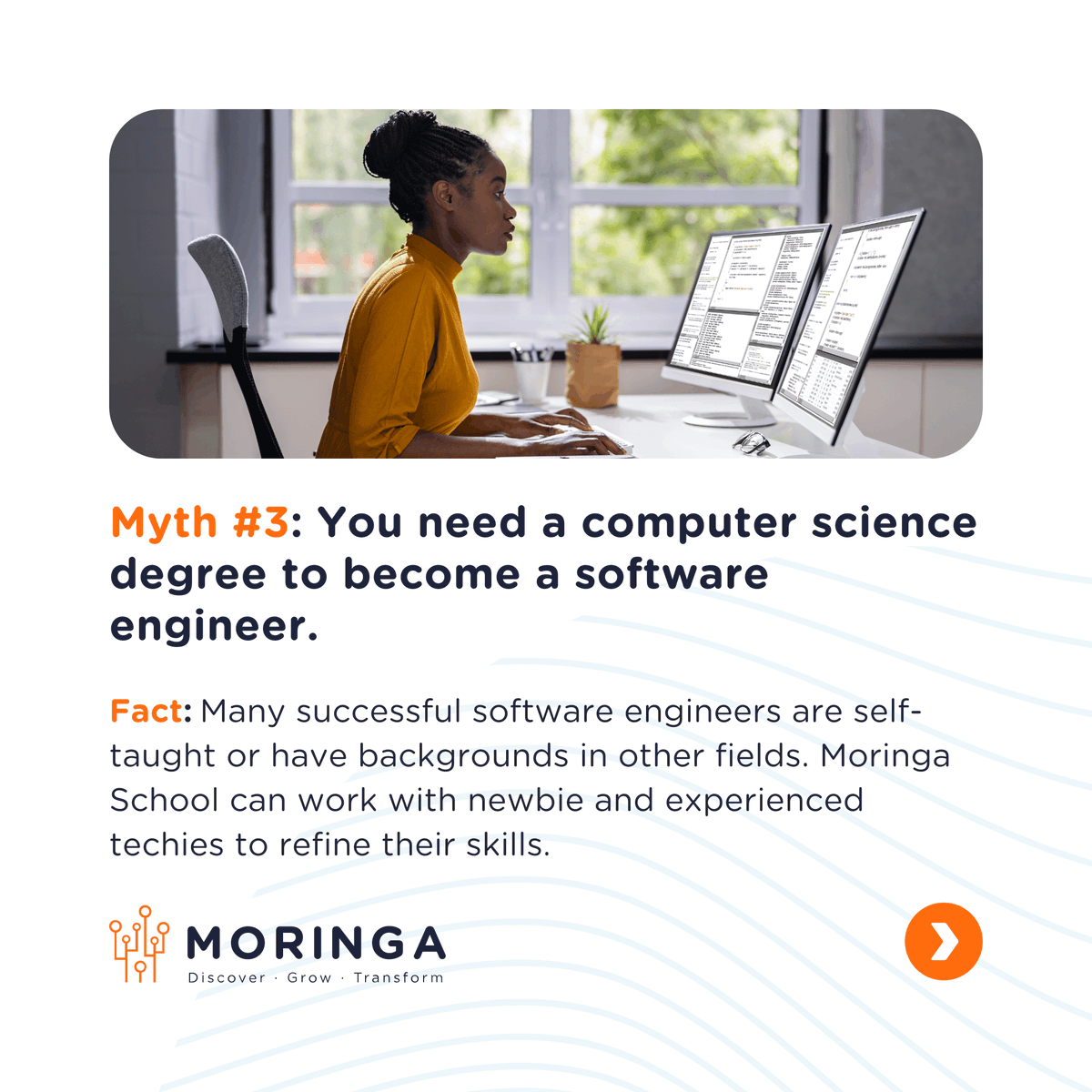 moringaschool's tweet photo. Enroll to our Software Engineering Course today! Upcoming classes:
Full-time Hybrid program: https://t.co/2wSPqTuJag
Full-time Online program: https://t.co/WylrzfDk6c
Part-time program: https://t.co/nbrusYV6RN
#moringaschool #softwareengineering #learnwithmoringa https://t.co/RqV9eplZZx