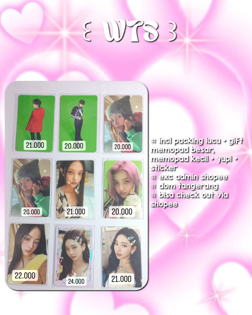 shenxiaotang's tweet photo. #wts 
Wts Pc newjeans, danielle, haerin, minji, nct, nct 127, jaehyun, doyoung aespa, karina ina

📍Dom tangerang
𔔁  Bisa keep event 25.7
𔔁  Dapet mini gift buanyak
𔔁  Packing lucu ♡ + box
 
Link shopee? Dm https://t.co/lNJOriPM4H