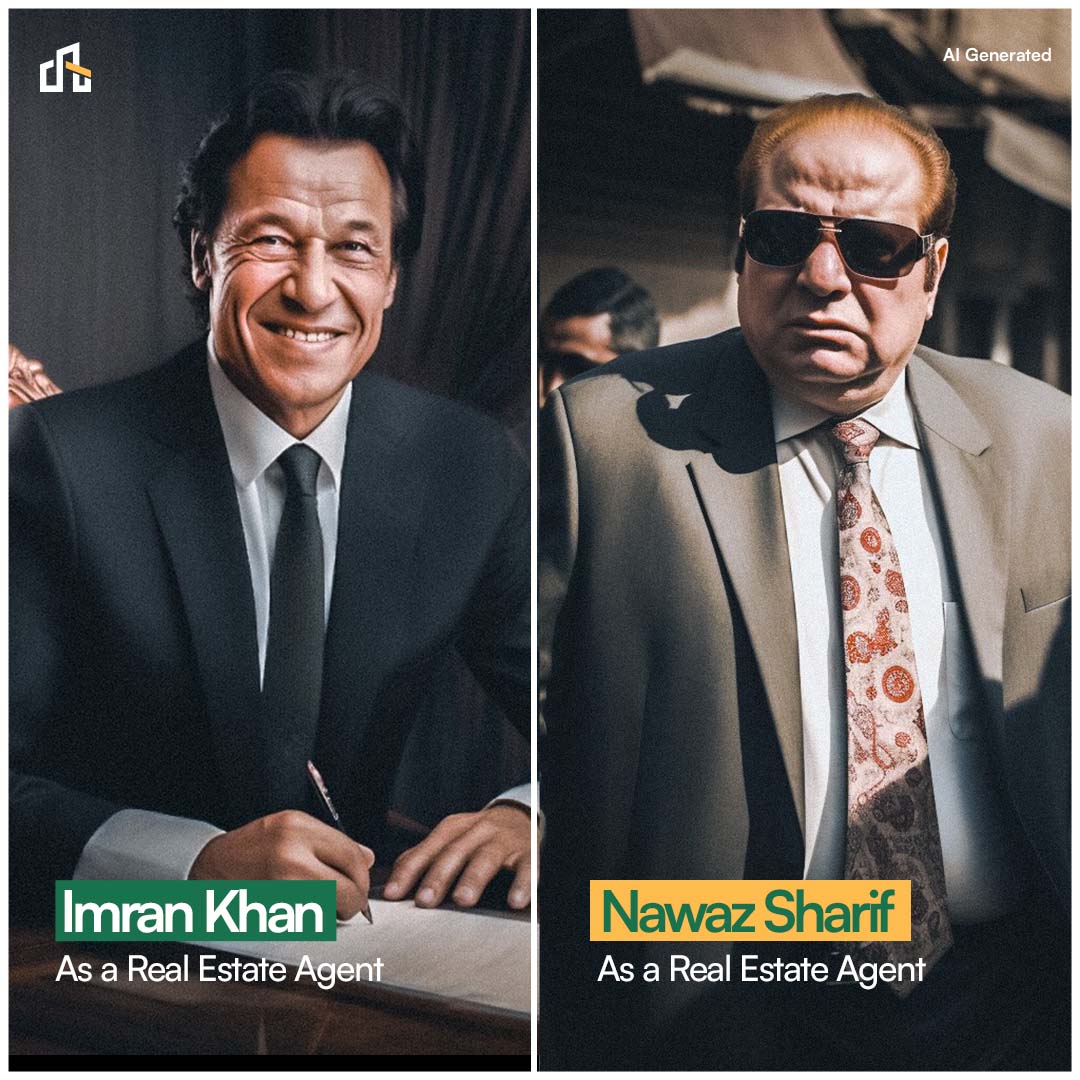 MakaanSolutions's tweet image. Imran Khan vs Nawaz Sharif: A unique AI twist on the real estate battle! 🏠💥

 #AIvsReality #RealEstateWar #ImranKhan #NawazSharif #AIgeneratedPhoto #PoliticalShowdown #RealEstateAgents #PropertyBattle #VirtualVsReality #ImranVsNawaz #burqabaji #teammakaan #makaansolutions