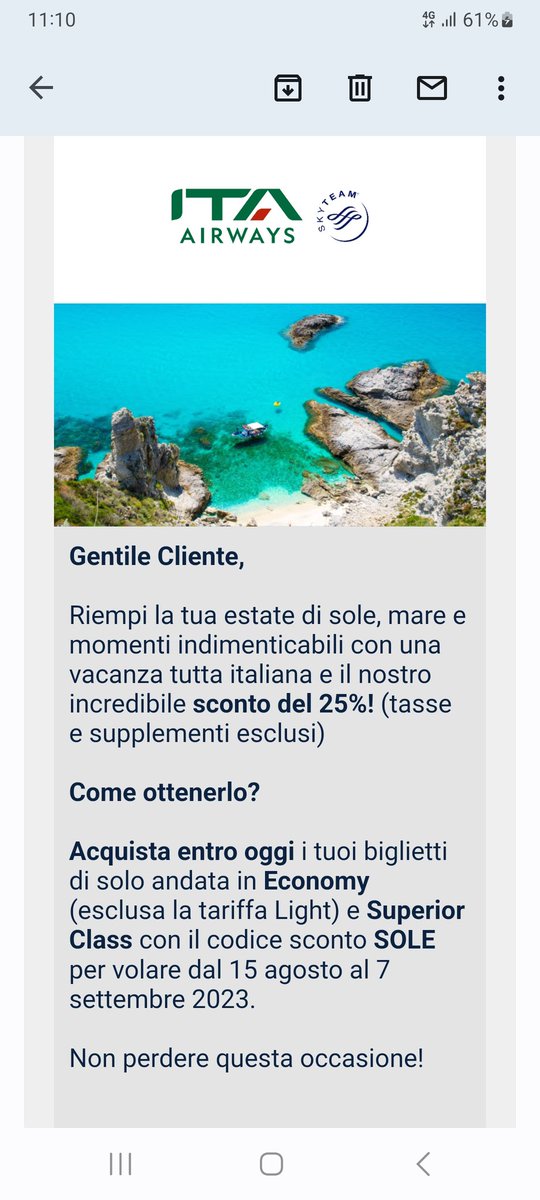 RoxyTomas's tweet photo. @ITAAirways con quale coraggio inviate offerte se non siete in grado di rispondere a un call center per risolvere i disservizi post sciopero? https://t.co/sgIMT3Tp6V