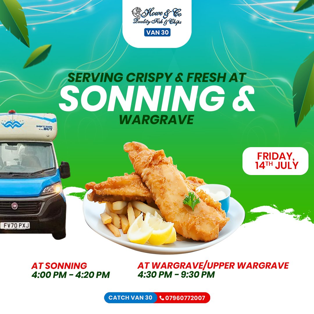 howechippyvan30's tweet photo. 🐟HOWE AND CO FISH AND CHIPS 🍟
🥳 Great news...We will be in SONNING and WARGRAVE/ UPPER WARGRAVE
#fishandchipsinsonning #frechfriesinwargrave #juicesinupperwargrave #HoweAndCoVan30 #Van30 #FishandChips #cod #streetfoodsuk #streetfoodtruck #finestfishandchips #fishandchipslovers https://t.co/wQ8NPS40mY