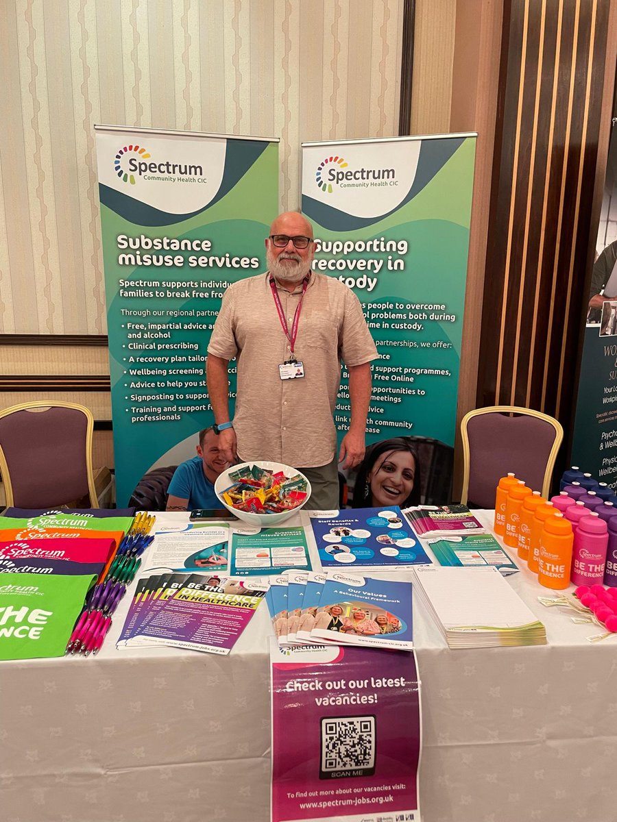 SpectrumCIC's tweet photo. We’re excited to be attending the @DDNMagazine ‘Many Roads’ Conference in #Birmingham today!
Visit our exhibition stand to learn about our drug & alcohol services and work we’re doing to promote #recovery in the community and in Health and Justice ⚖️#DDNConf #ManyRoads @TheNMMUK https://t.co/jYHOtqR94i