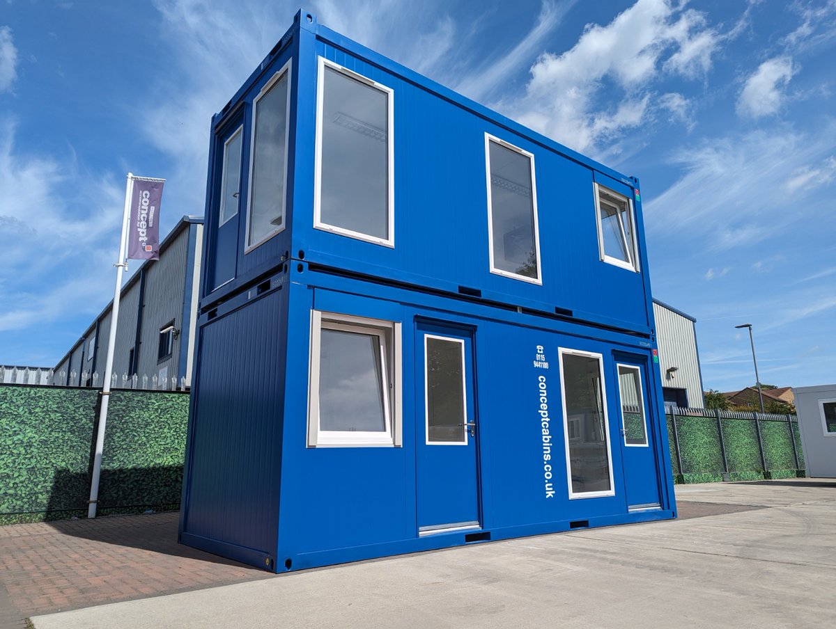 ConceptCabins's tweet photo. 🔵Two blue bespoke cabins - designed, built &amp; ready for delivery to our client's site in #Sheffield!🔵

The units will be stacked inside a warehouse to be used as a customer waiting area with counter &amp; an upper floor office! https://t.co/gLZxjuDlDb