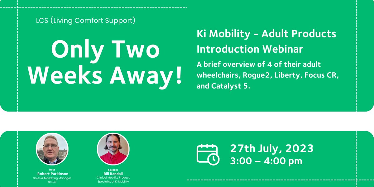 Only 2 weeks left to book your spot!

Join us for the Ki Mobility - Adult Products Introduction, an online event on July 27, 2023 at 3:00 PM IST.

Follow the link to Register: eventbrite.co.uk/e/ki-mobility-…