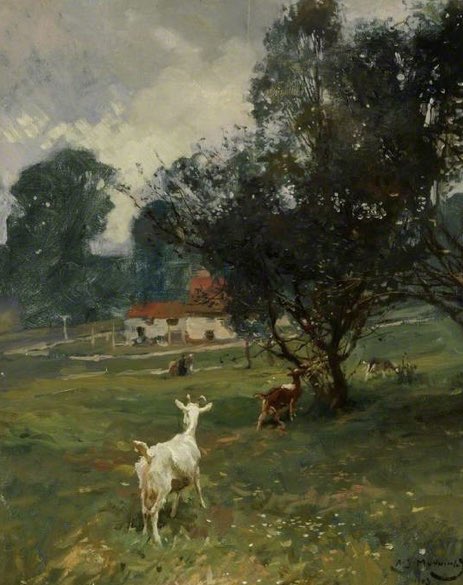Today’s @artukdotorg #OnlineArtExchange theme is wild animals for @artfund ‘s #TheWildEscape 🦋

🐐 We share Munnings’ Goats on a Common, 1903, from @SheffMuseums 

🖼️ artuk.org/discover/artwo…

#munnings