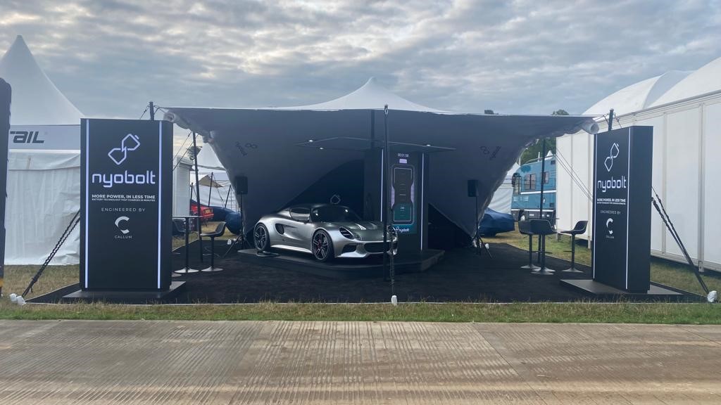 We are kicking off day one @Goodwood #FestivalofSpeed showcasing our @Nyobolt EV that charges in 6-minutes! In collaboration with @CALLUM and designed by @JulianThomson, we demonstrate more power in less time. #GoodwoodFOS #EV #Fastcharging #morepowerlesstime