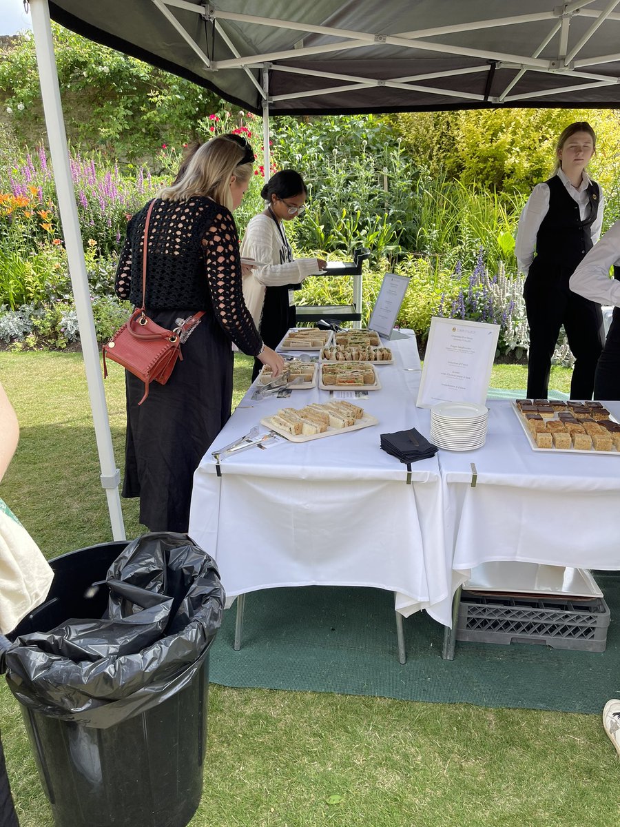 AmyKamATL's tweet photo. A special treat having afternoon tea in the Scholars Garden @ClareCollege #SIBFCambridge @TheSIBF @ClareConference https://t.co/7VSbwVT6Yi