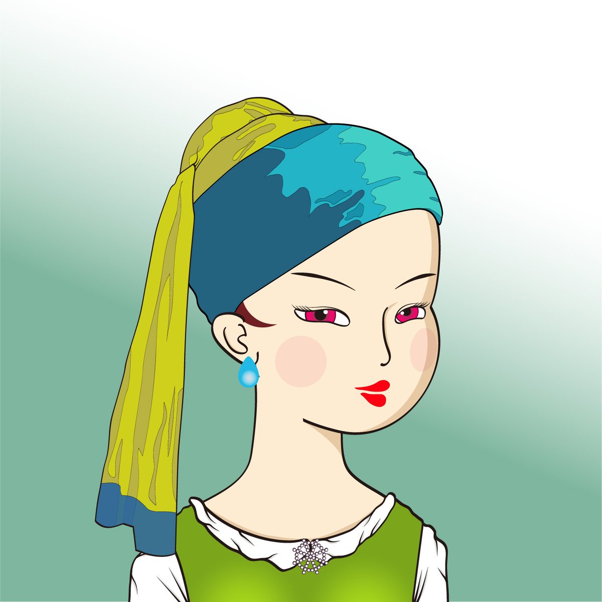 ukiyoe_style's tweet photo. フェルメールの真珠の耳飾りの少女みたいのを描こうと思ったんだけど…。
#フェルメール　#真珠の耳飾りの少女　#イラスト　#イラスト好きな人と繋がりたい　#イラストレーター #illustration #Illustrator #nft #NFTCommunity #NFTCollection #opensea https://t.co/OQwBvVchMG