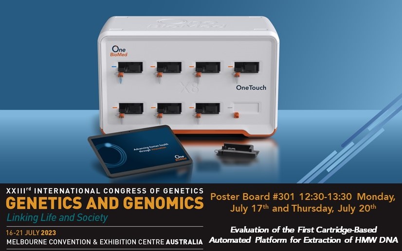 OneBioMed's tweet photo. Attending the @Genetics2023 in #Melbourne? Come stop by our poster to learn about the world's first integrated platform for automated #HMWDNA extraction!

Poster  #301
When: 12:30-13:30 Monday, July 17th and Thursday, July 20th
#HMWDNA #longreadsequencing #pacbio #nanopore https://t.co/dQ5low2vSt