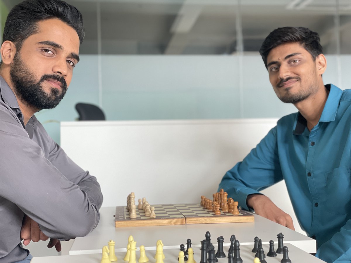 Day 1 Chess Competition ♔ ♕ ♖ ♗ ♘ ♙.

Winner - Atishay Jain
Runner Up - Aditya Dadhich 

Congratulations Both of you!🎉🎉Well Played!
#CheckmateCelebration #ChessCompetitionSuccess #StrategicBattlefiel #ChessWarriors #WorkplaceChessSuccess #wevois #wevoislabs #officegames