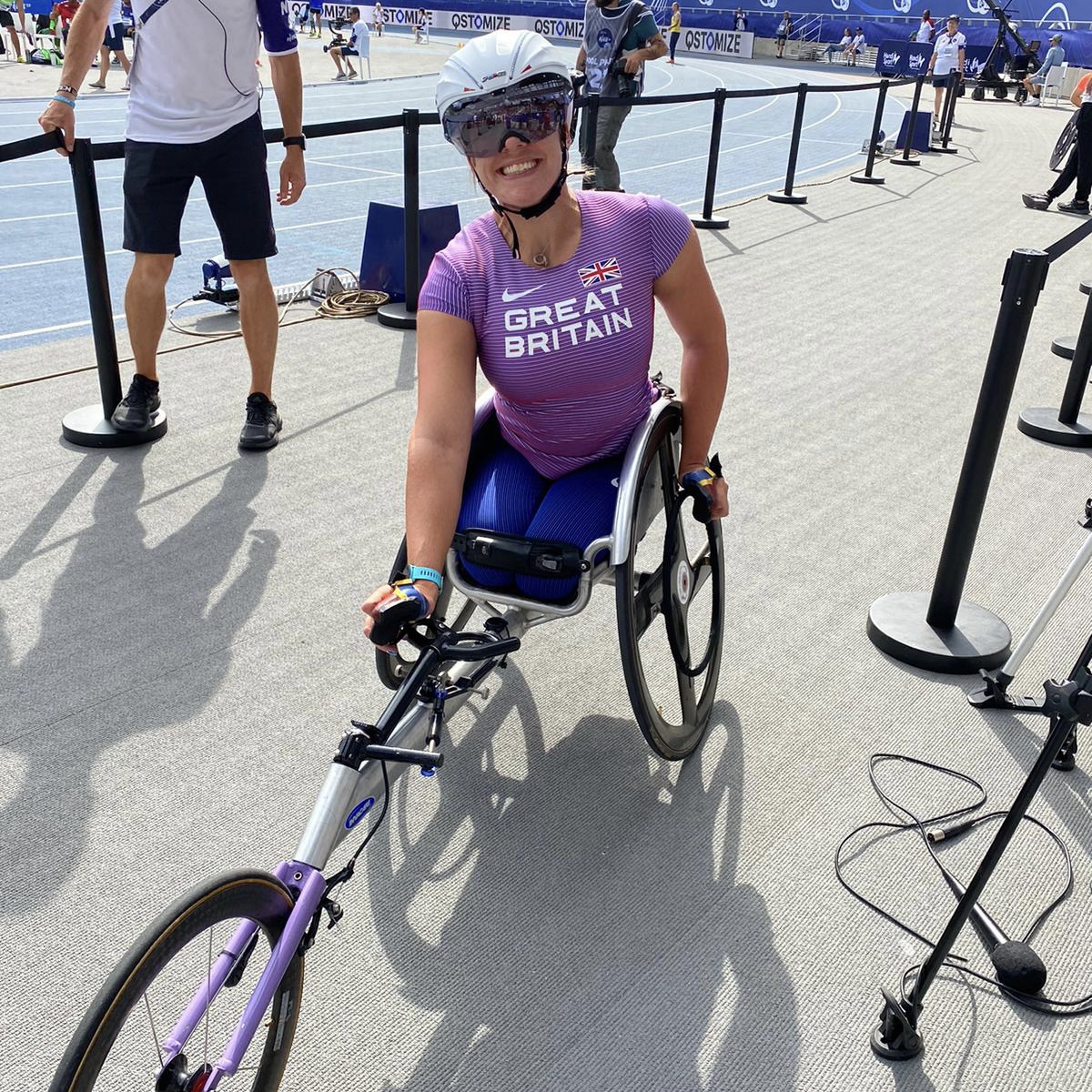 BritAthletics's tweet photo. Triple threat🔥

@HanCockroft storms into the women’s T34 100m final with a championship record

@AdeneganK and @fabs_andre also power through to tonight's showdown 💪

6:54PM... watch this space 👀

#PARIS2023 #WhereItStarts https://t.co/5bIfvpTMeh