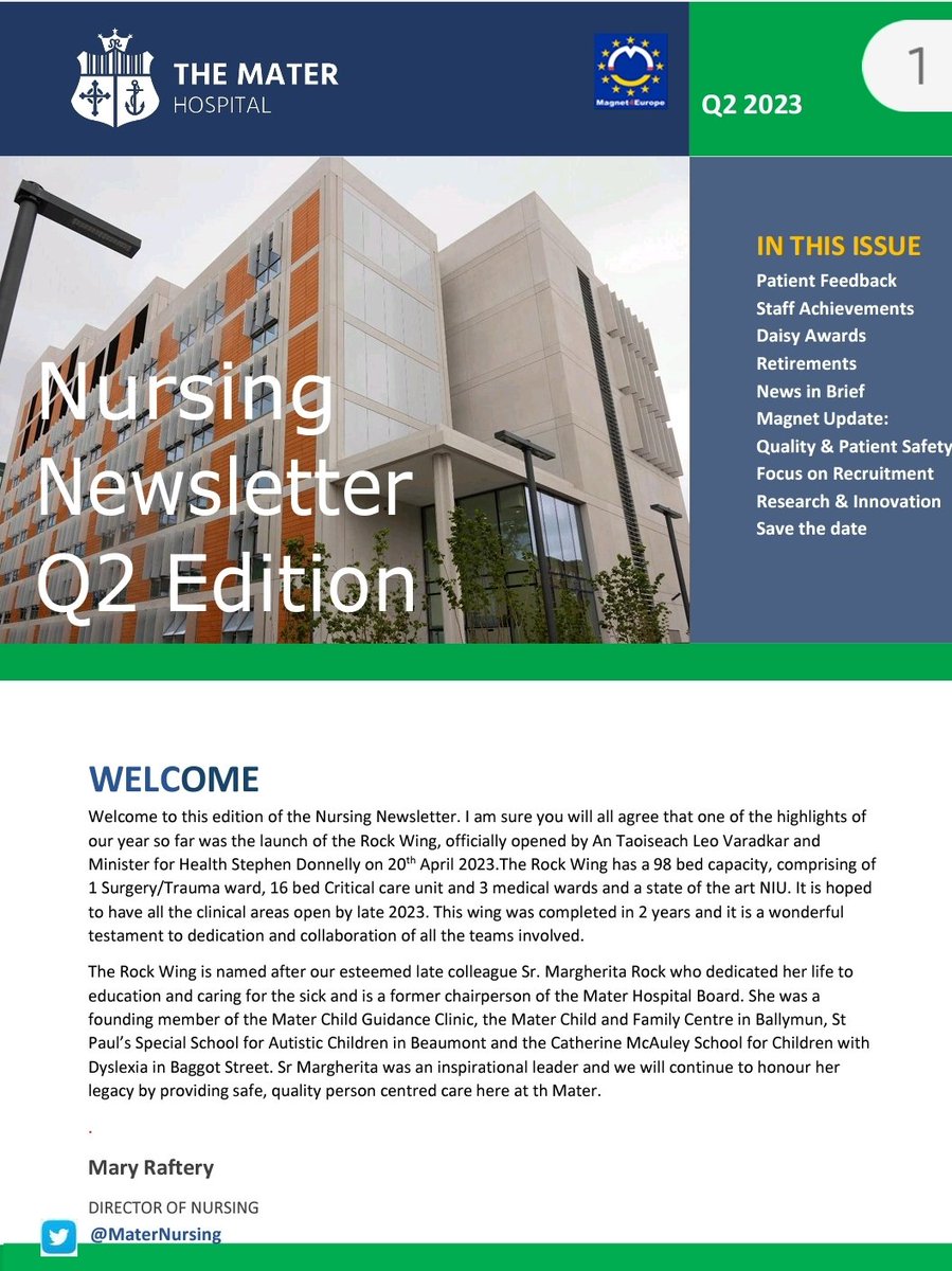 Latest edition of Mater Nursing Newsletter out now! It's bursting with interesting information we're so proud to share with all staff 😊